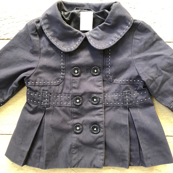 Skirted Navy Jacket with White Stitching Details - Picture 2 of 5